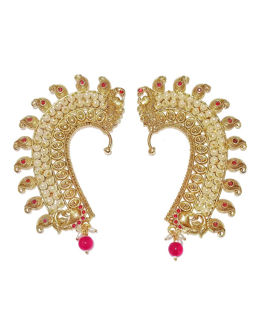 women gold pearl party wear ear cuff earring - 21998836 - Standard Image - 1