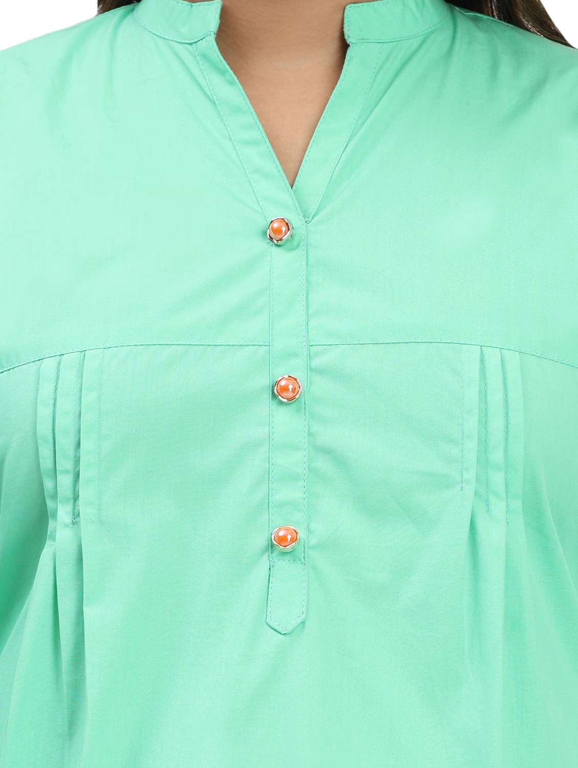 women solid mandarin neck regular top - 21998839 -  Standard Image - 4