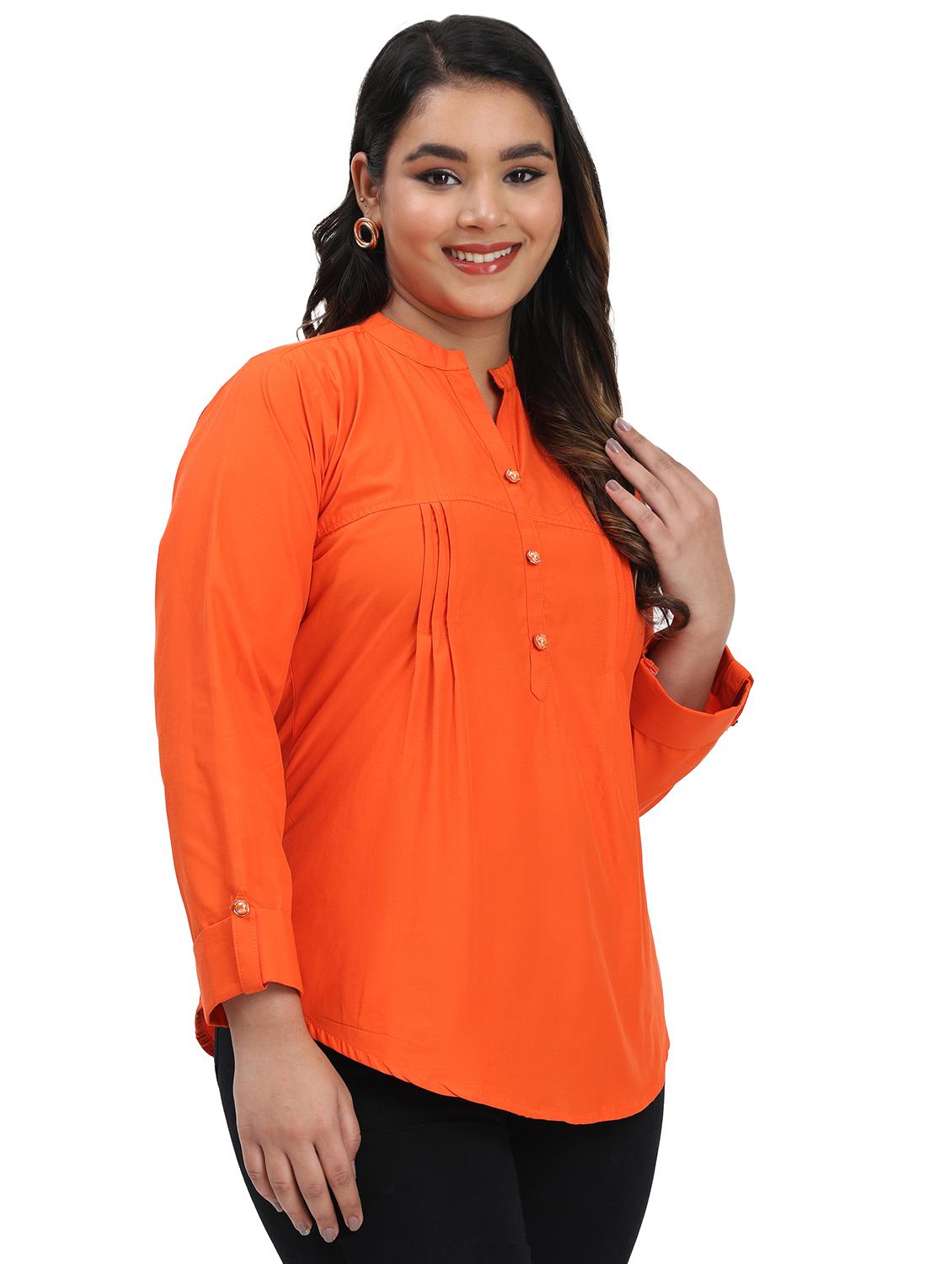 women solid mandarin neck regular top - 21998840 -  Standard Image - 1