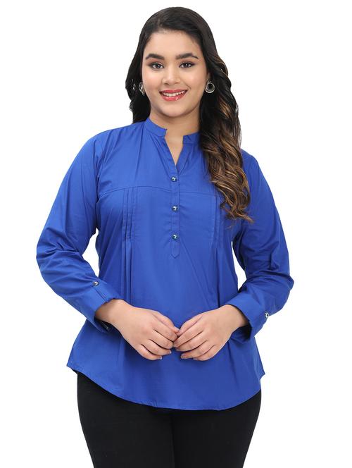 women solid mandarin neck regular top - 21998841 - Standard Image - 0