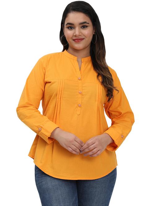 women solid mandarin neck regular top - 21998842 - Standard Image - 0
