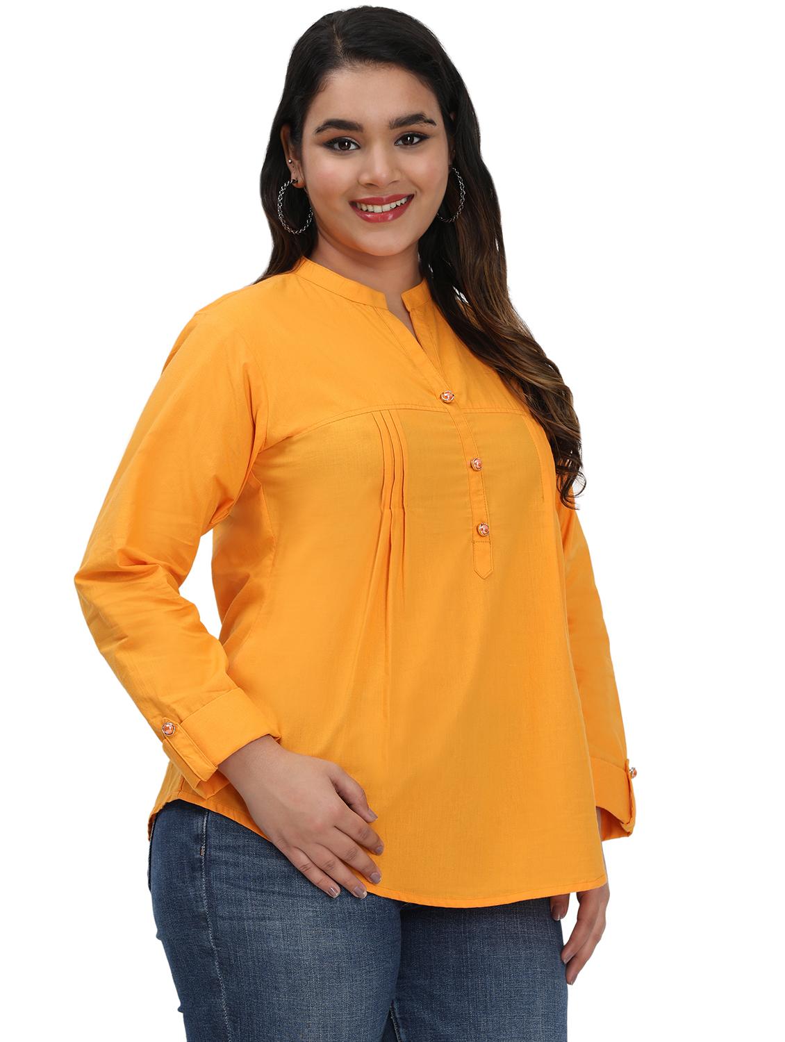 women solid mandarin neck regular top - 21998842 -  Standard Image - 1