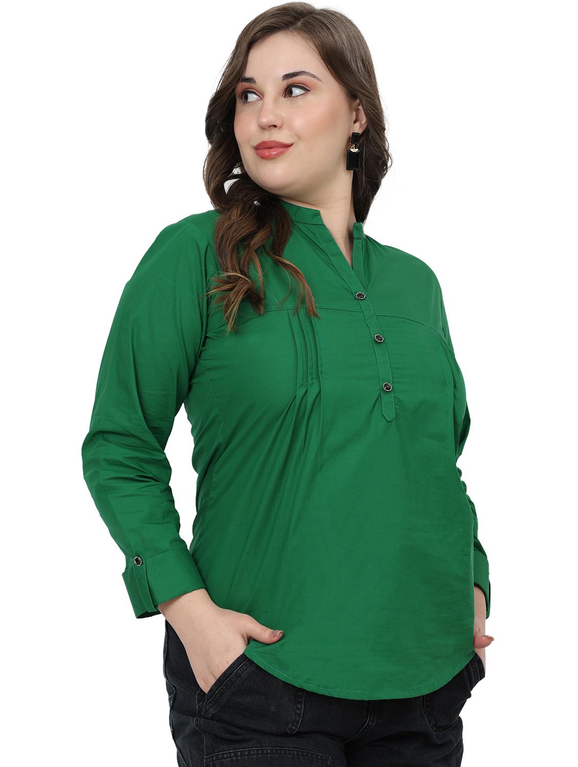women solid mandarin neck regular top - 21998845 - Standard Image - 1
