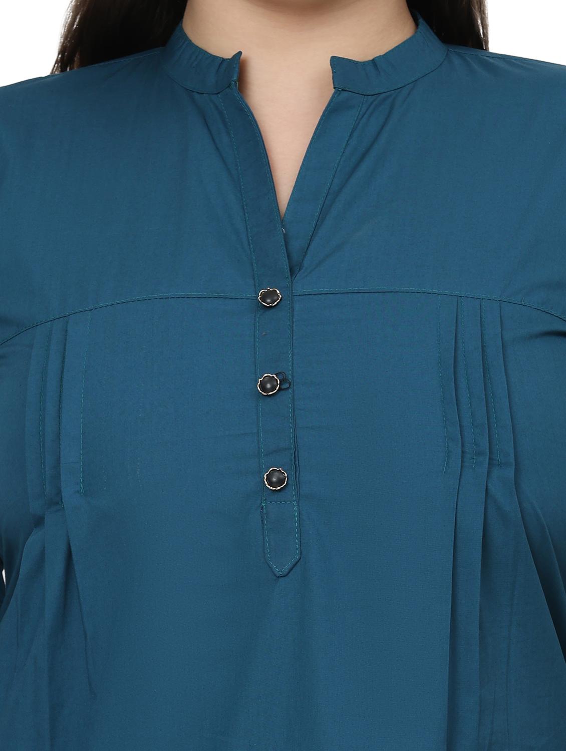 women solid mandarin neck regular top - 21998847 - Standard Image - 4