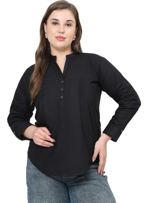 women solid mandarin neck regular top - 21998848 -  Standard Image - 0