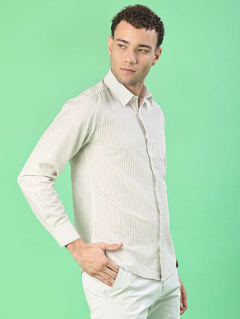 men striped long sleeve regular fit casual shirt - 21998901 -  Standard Image - 1