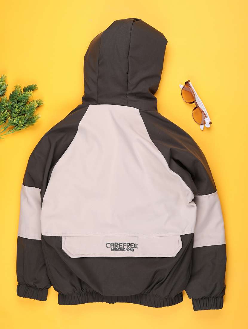 boys color blocked long sleeve hooded quilted jacket - 21998914 -  Standard Image - 1