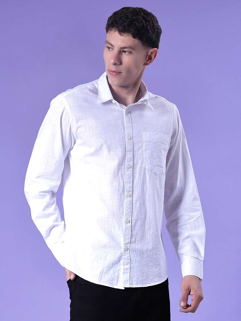 men solid long sleeve regular fit casual shirt - 21998947 -  Standard Image - 1
