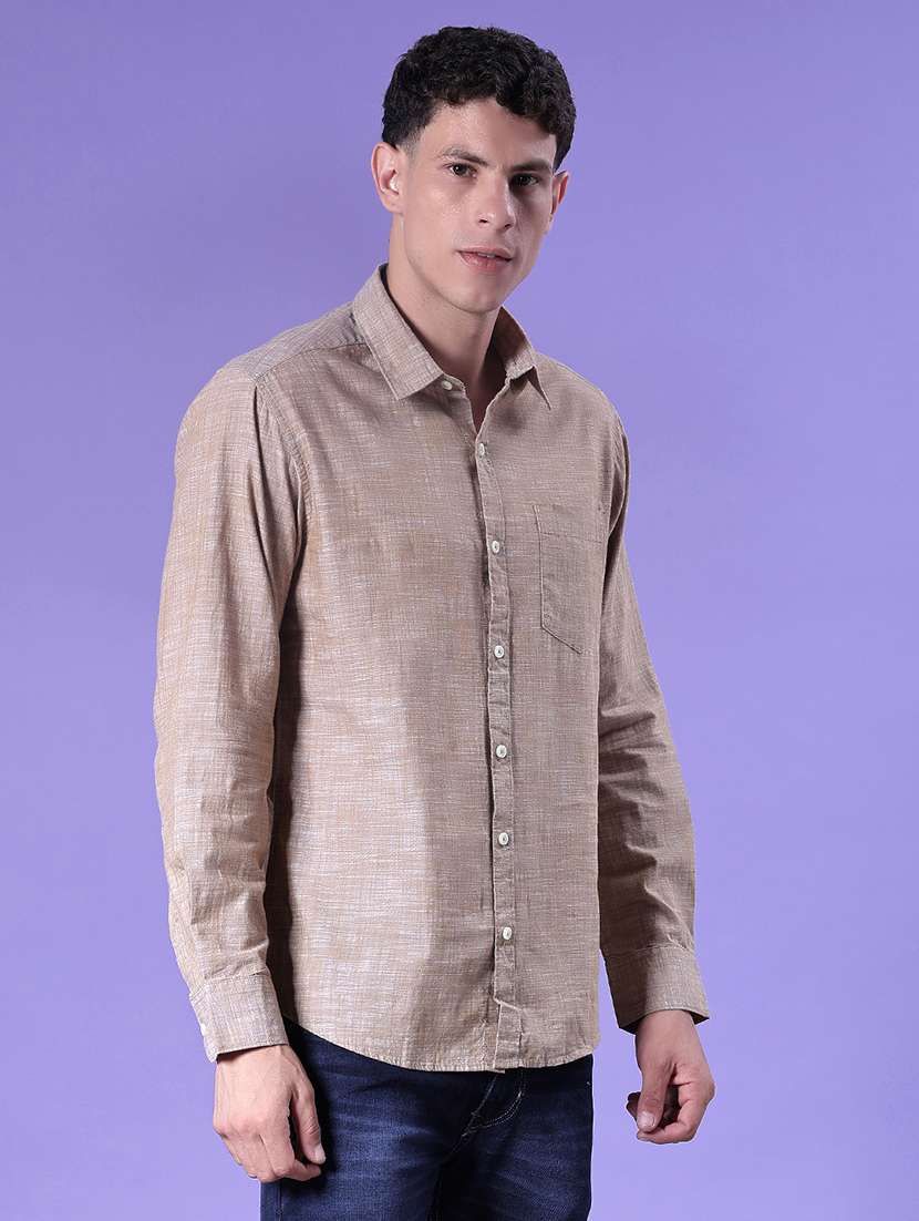 men solid long sleeve regular fit casual shirt - 21998948 -  Standard Image - 1