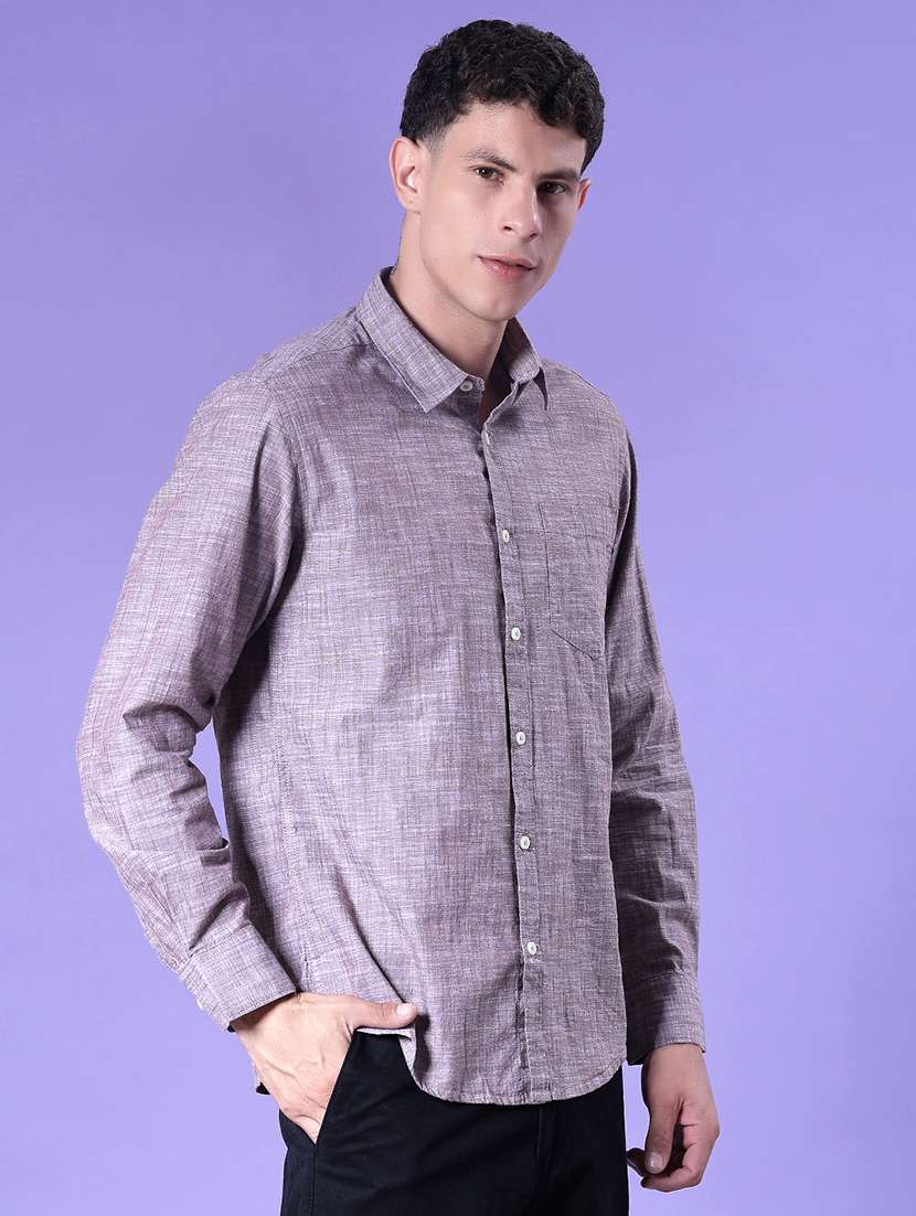 men solid long sleeve regular fit casual shirt - 21998949 -  Standard Image - 1