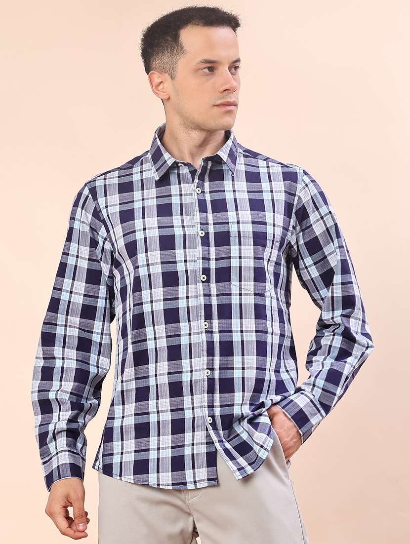 men checkered long sleeve regualr fit casual shirt - 21998950 -  Standard Image - 1