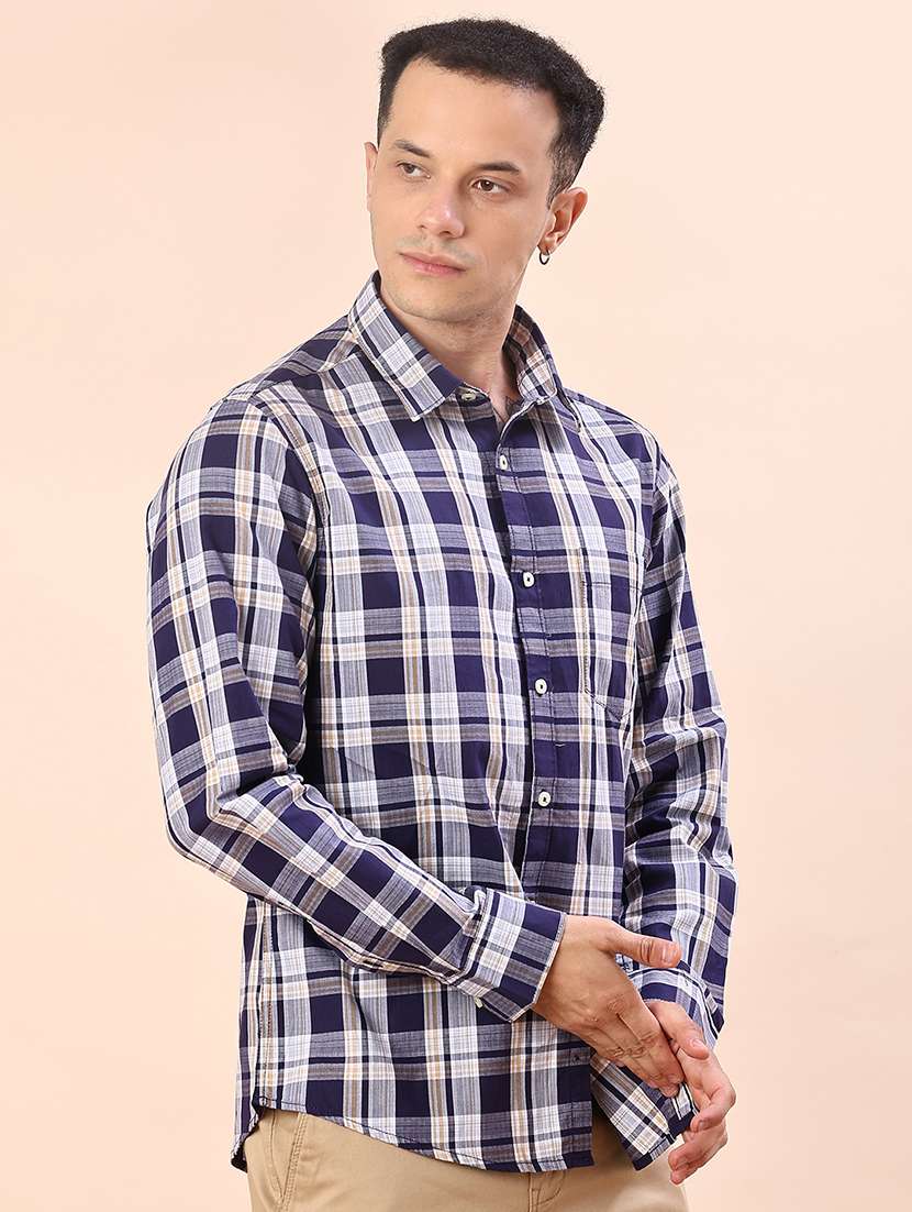 men checkered long sleeve regualr fit casual shirt - 21998951 -  Standard Image - 1