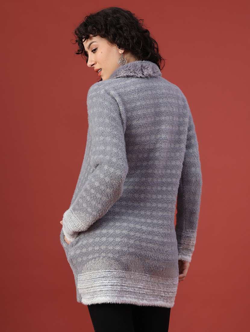 women self design long sleeve cardigan - 21998953 -  Standard Image - 4