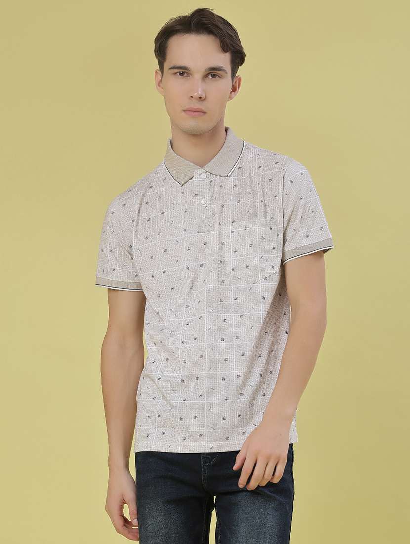 men printed short sleeve regular fit polo t-shirt - 21998962 -  Standard Image - 1