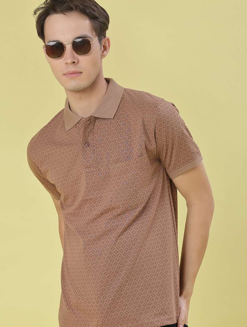 men printed short sleeve regular fit polo t-shirt