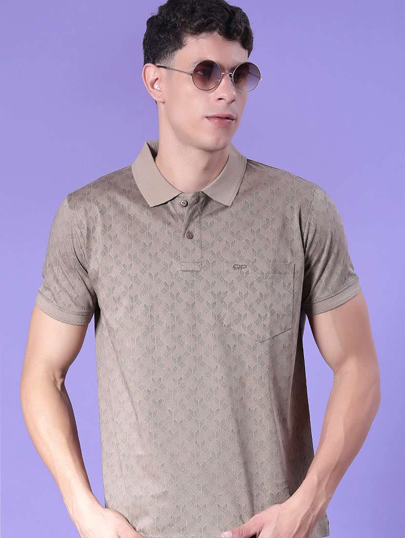 men printed short sleeve regular fit polo t-shirt