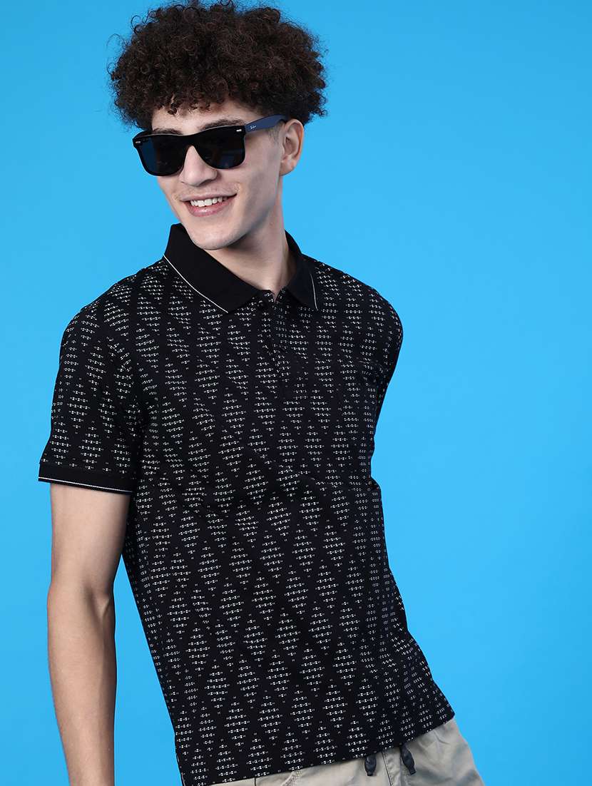 men printed short sleeve regular fit polo t-shirt