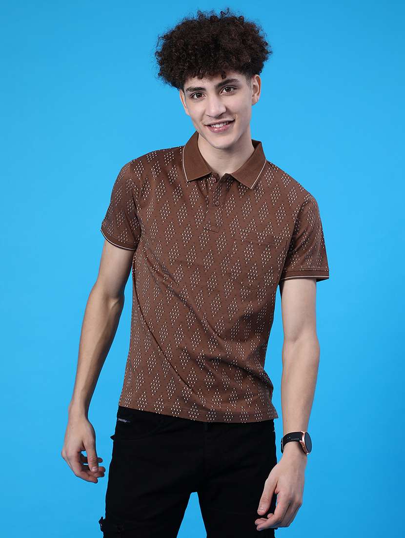 men printed short sleeve regular fit polo t-shirt - 21999074 -  Standard Image - 1