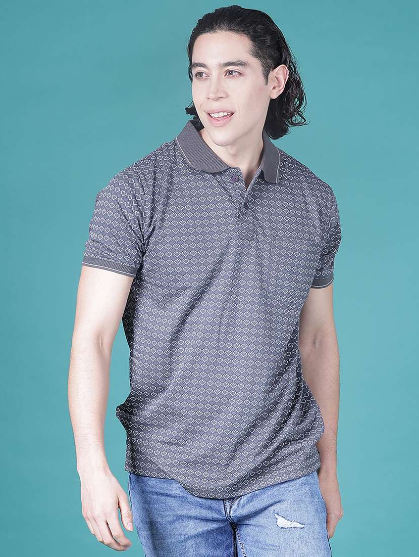 men printed short sleeve regular fit polo t-shirt - 21999076 -  Standard Image - 1
