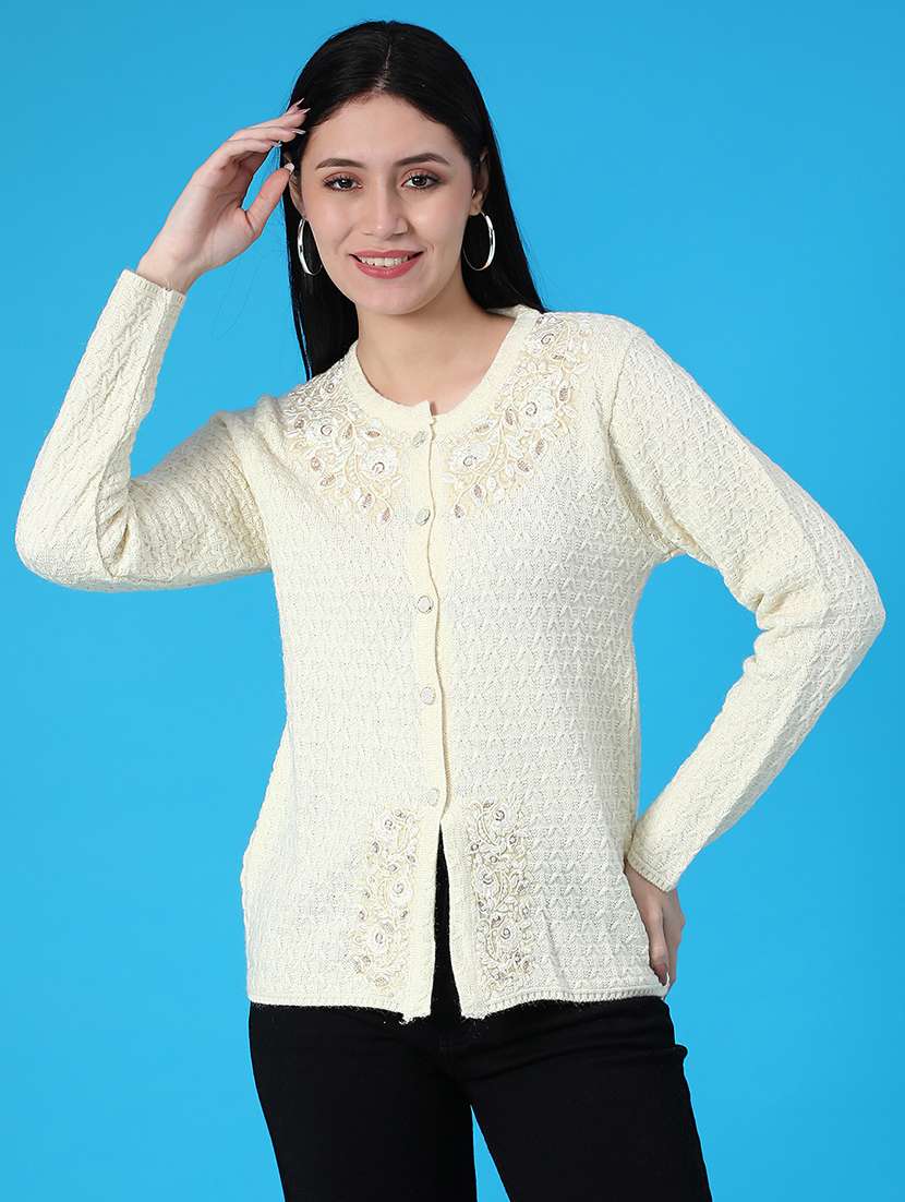 women self design long sleeve cardigan - 21999166 -  Standard Image - 1