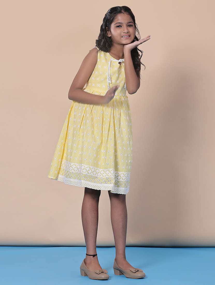 girls self designed sleeveless flared frock - 21999182 -  Standard Image - 1