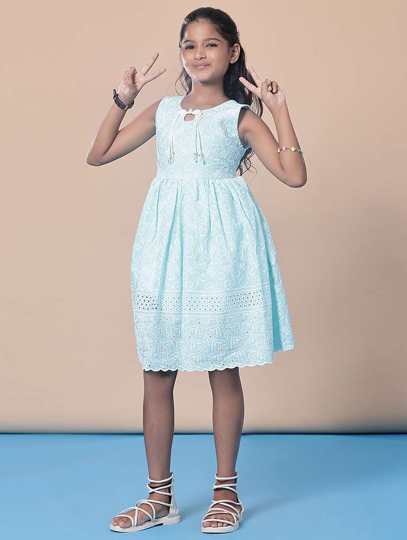 girls self designed sleeveless flared frock - 21999185 -  Standard Image - 1