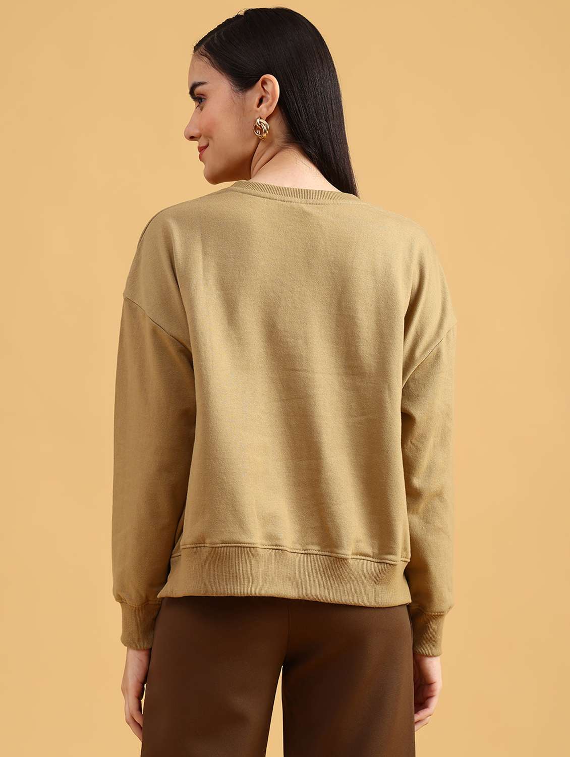 khaki fleece front print sweatshirt - 21999200 -  Standard Image - 4