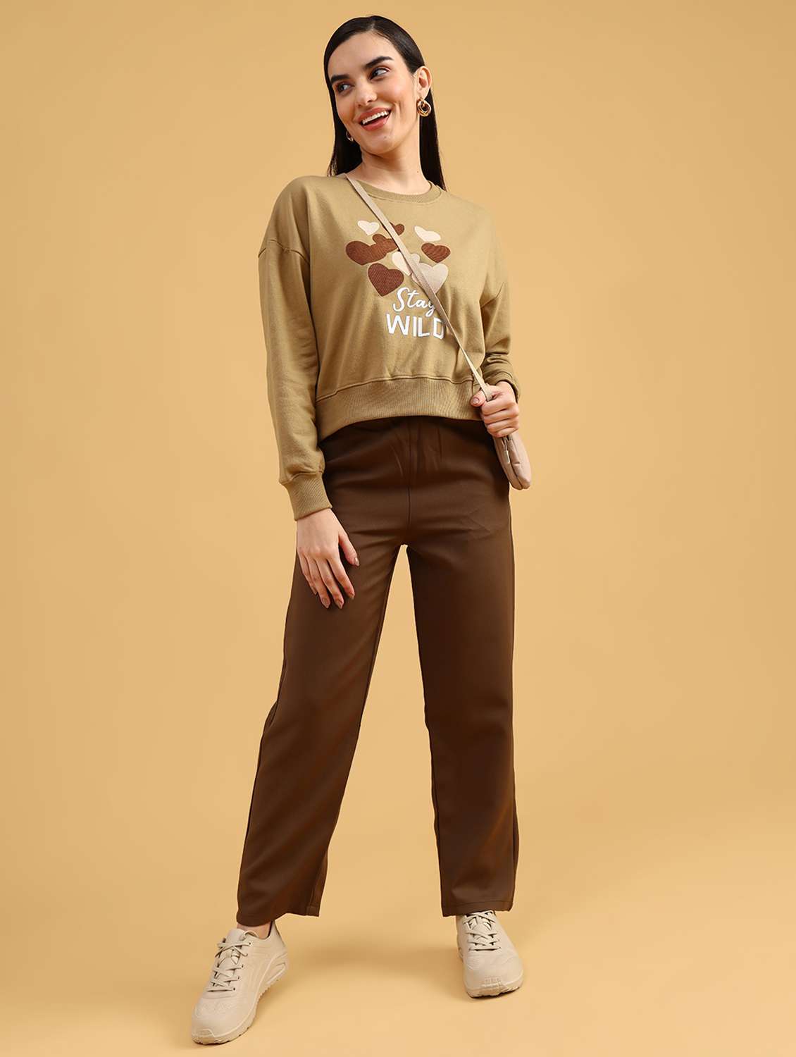 khaki fleece front print sweatshirt - 21999200 -  Standard Image - 6
