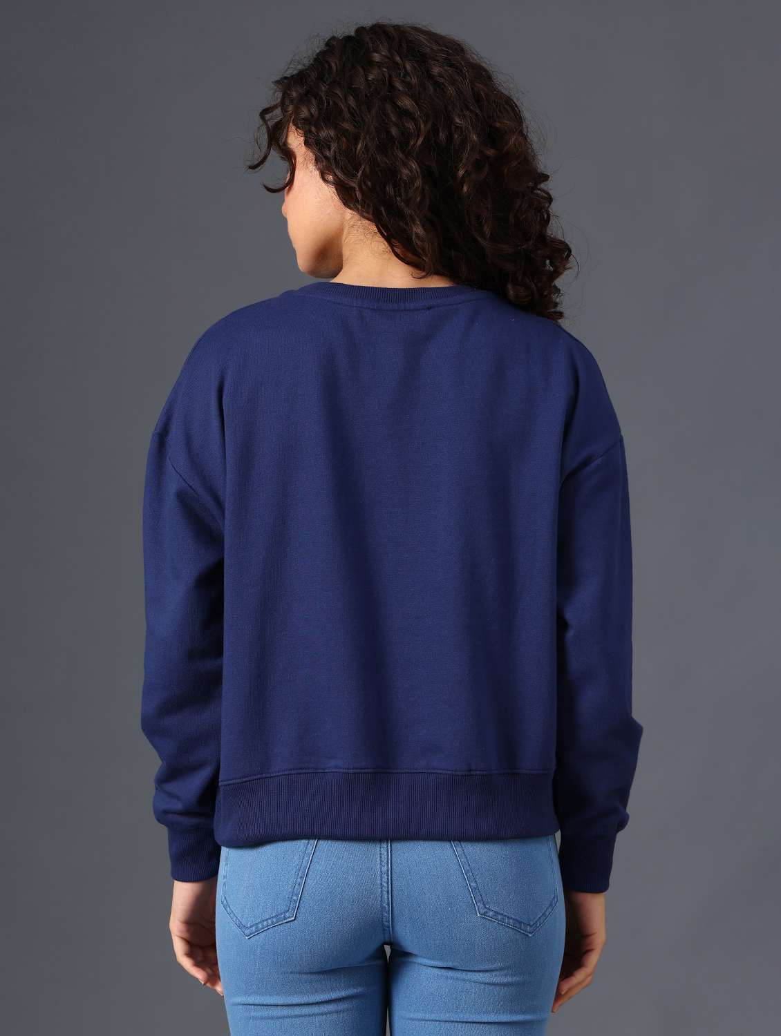 Navy Blue Fleece Front Print Sweatshirt - 21999201 -  Standard Image - 4
