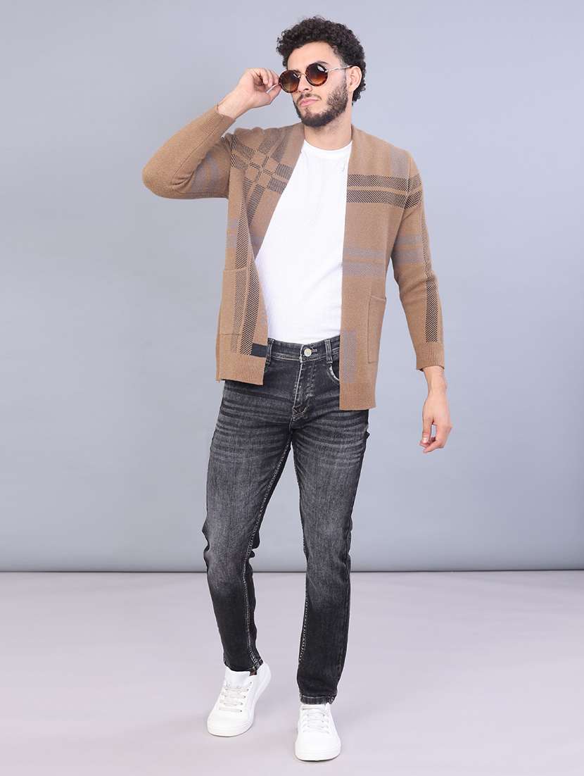 men checkered long sleeve rgular fit cardigan  - 21999211 -  Standard Image - 4