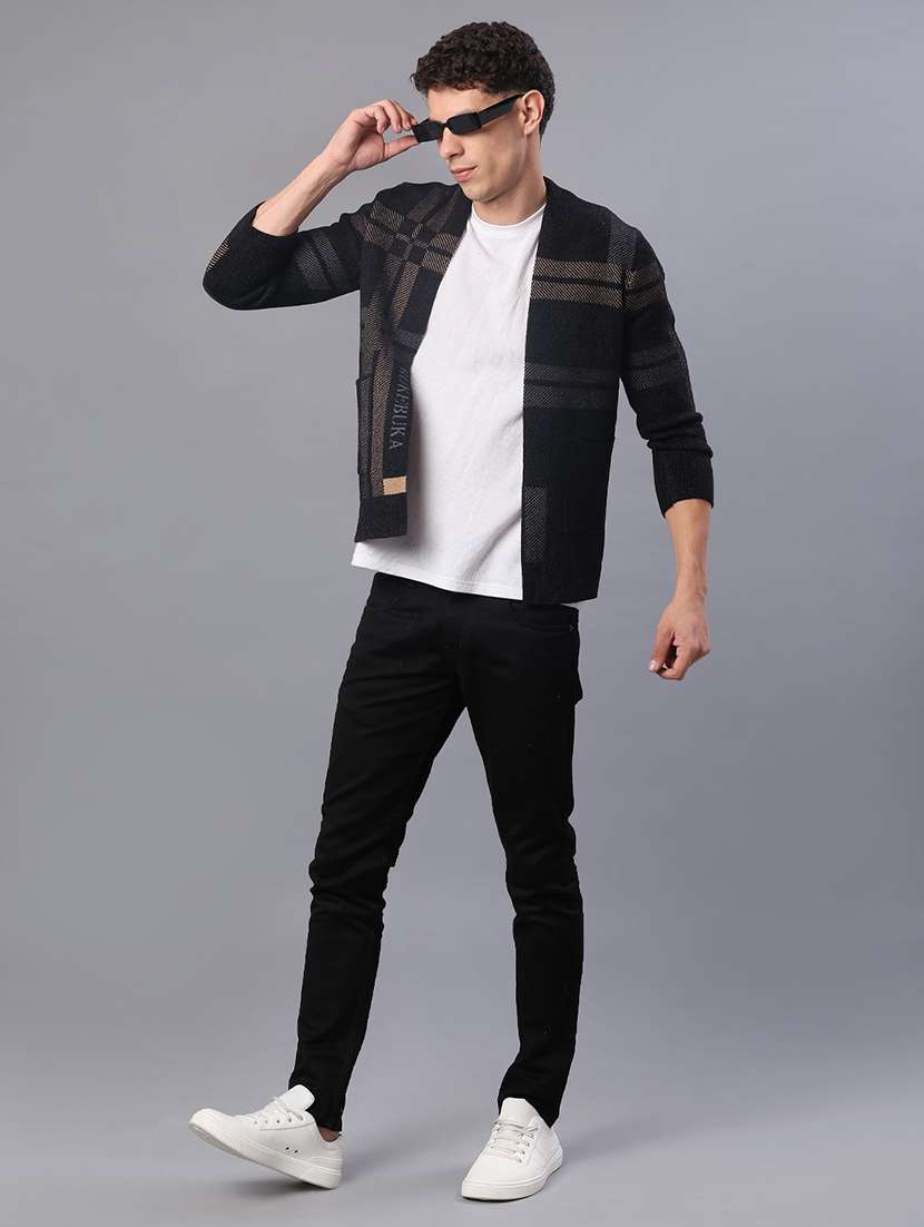 men checkered long sleeve rgular fit cardigan  - 21999212 -  Standard Image - 4