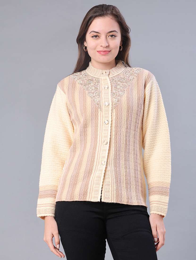 women self design long sleeve cardigan - 21999215 -  Standard Image - 1