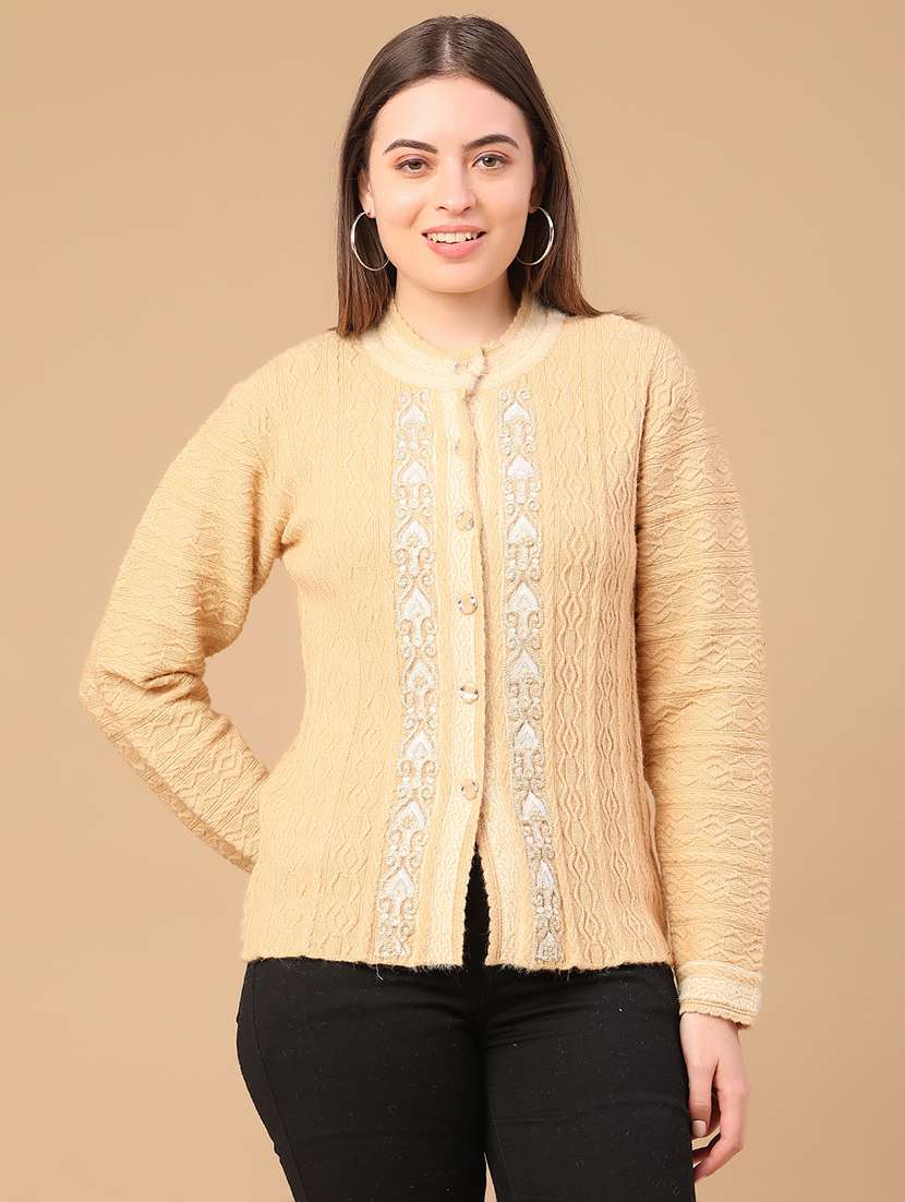 women self design long sleeve cardigan - 21999216 -  Standard Image - 1