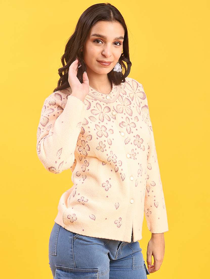 women self design long sleeve cardigan - 21999217 -  Standard Image - 1