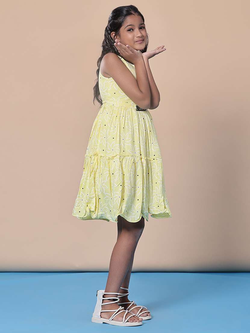 girls self designed sleeveless flared frock - 21999225 -  Standard Image - 1
