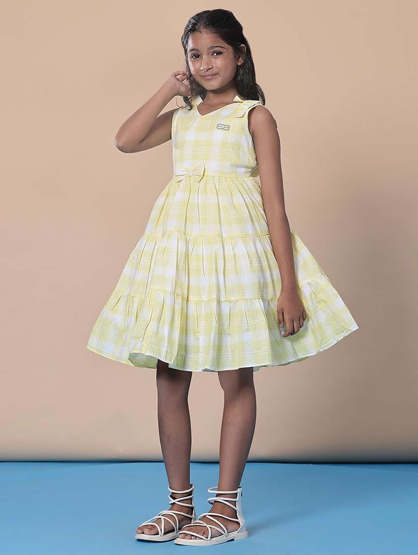 girls checkered sleeveless frock - 21999233 -  Standard Image - 1