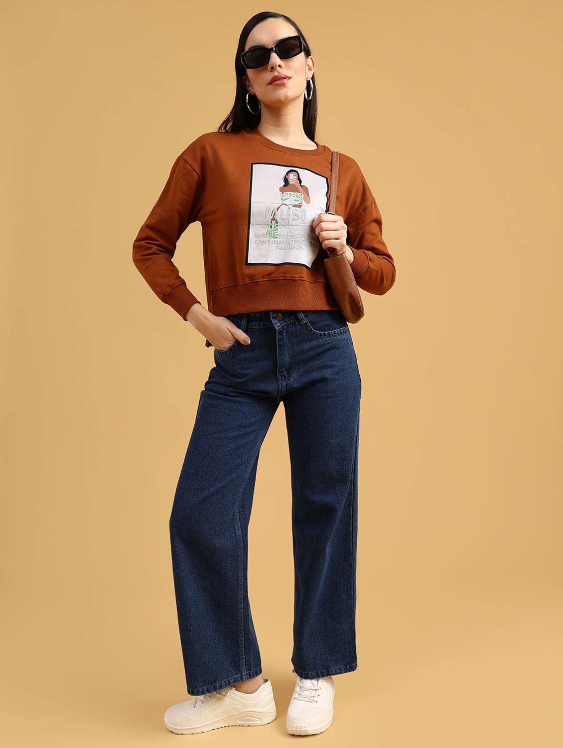 brown fleece front print sweatshirt - 21999250 -  Standard Image - 6