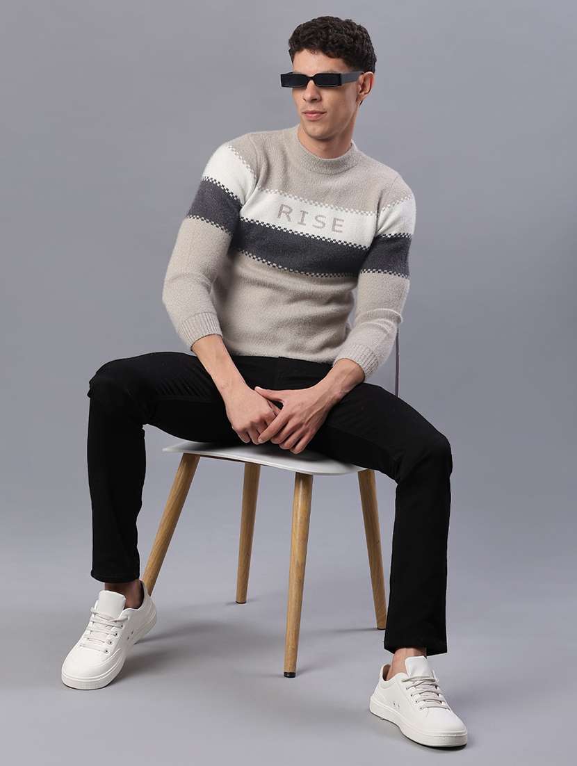 men color block long sleeve regular fit pullover - 21999258 -  Standard Image - 4