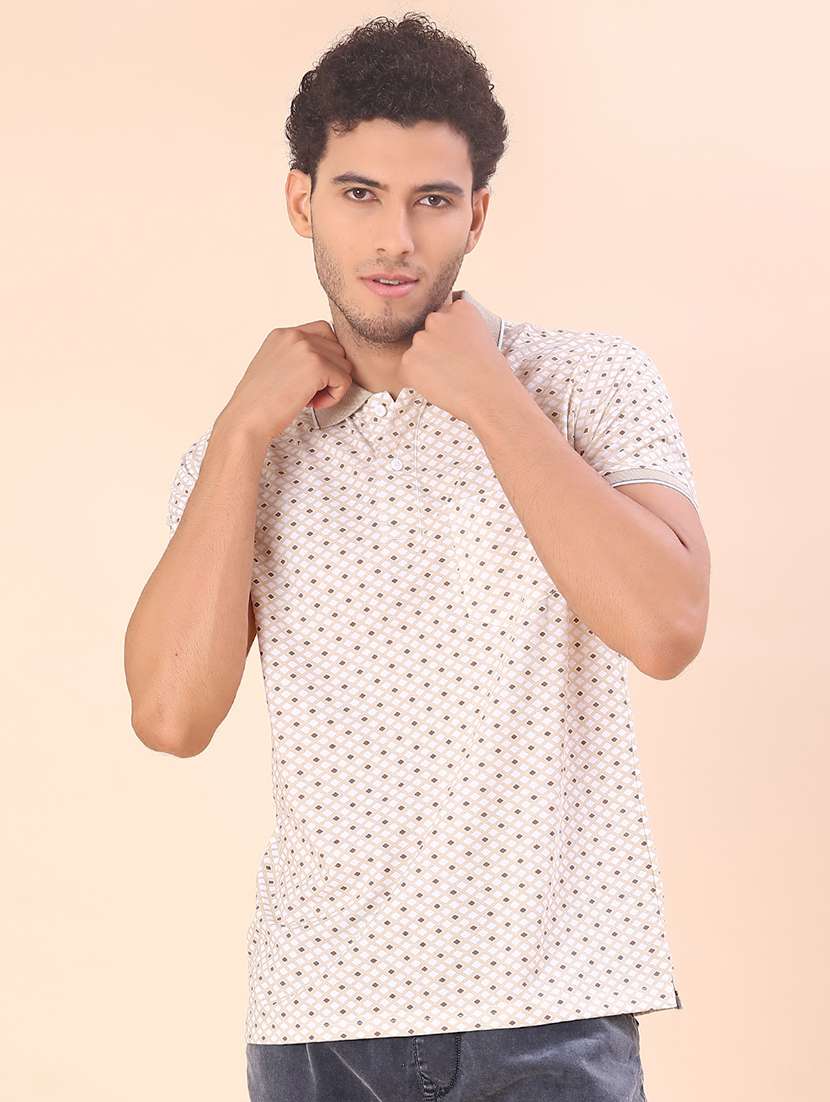 men printed short sleeve regular fit polo t-shirt - 21999276 -  Standard Image - 1
