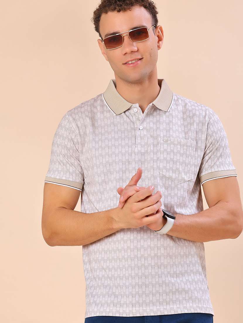 men printed short sleeve regular fit polo t-shirt