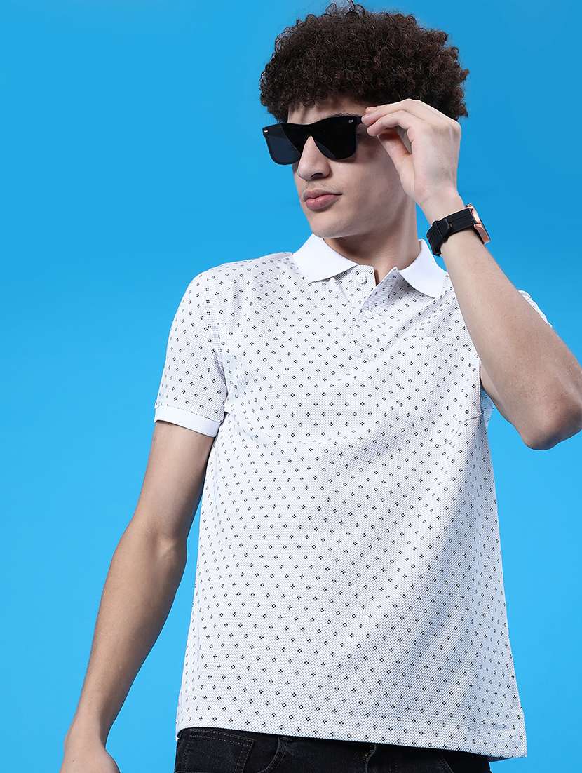 men printed short sleeve regular fit polo t-shirt