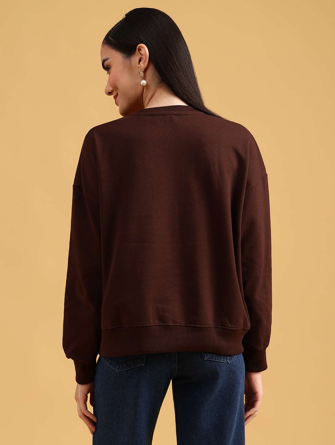 brown fleece front print sweatshirt - 21999304 -  Standard Image - 4