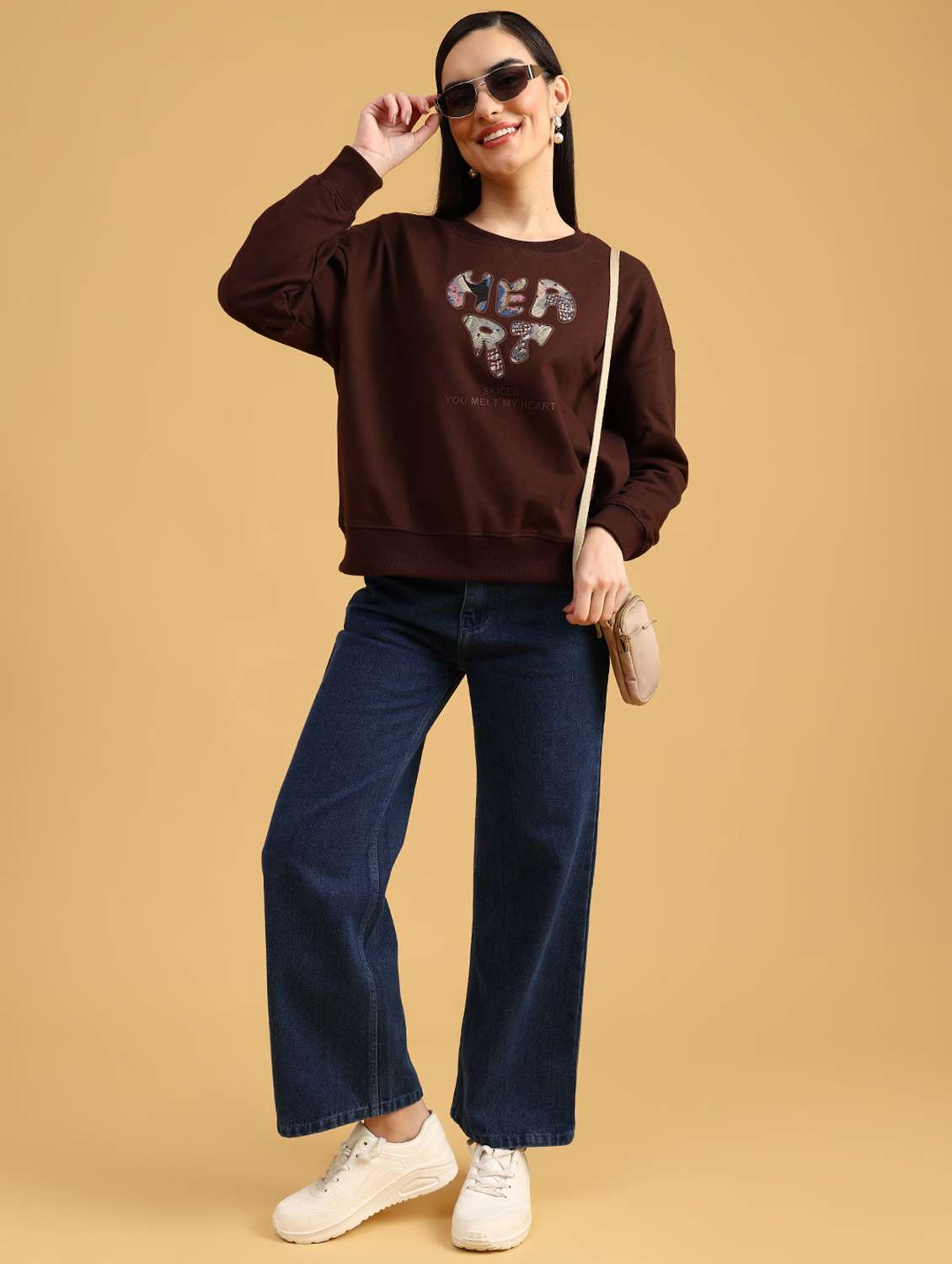 brown fleece front print sweatshirt - 21999304 -  Standard Image - 6