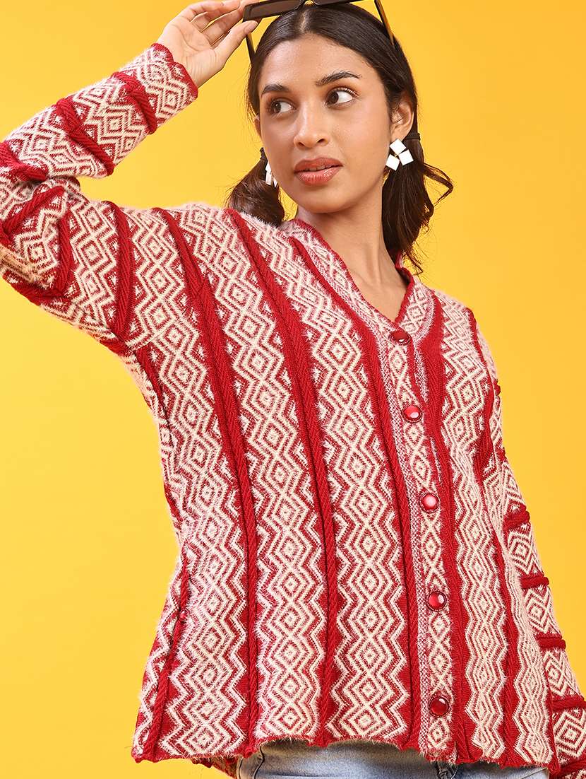 women self design long sleeve cardigan