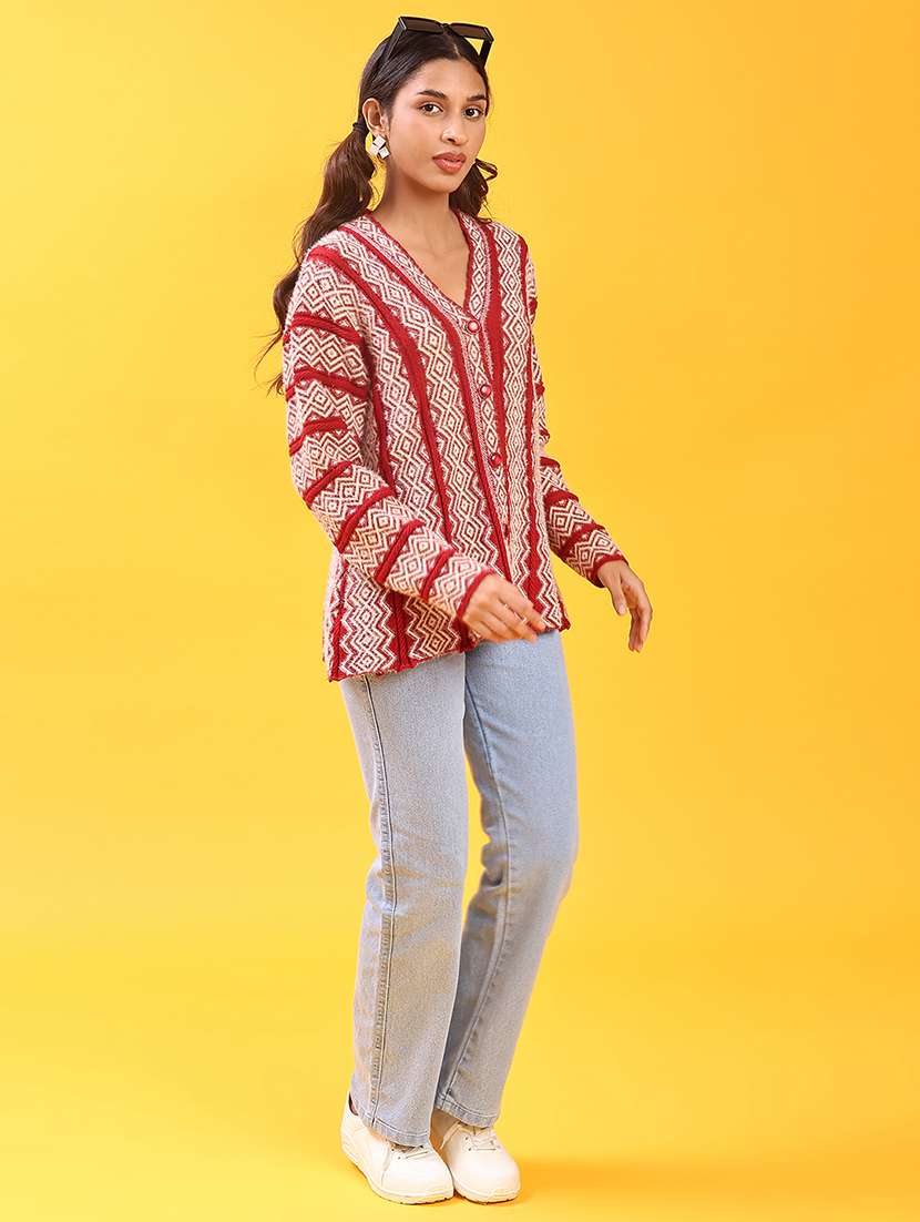 women self design long sleeve cardigan - 21999324 -  Standard Image - 4