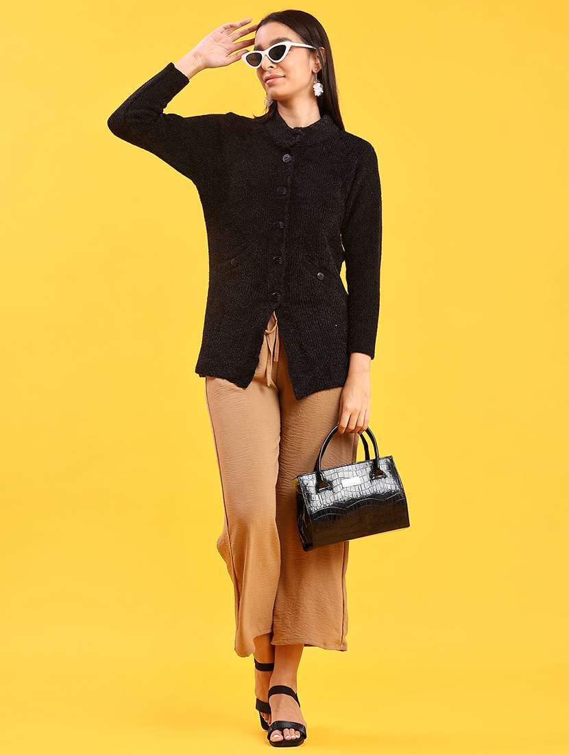 women solid long sleeve cardigan - 21999326 -  Standard Image - 4