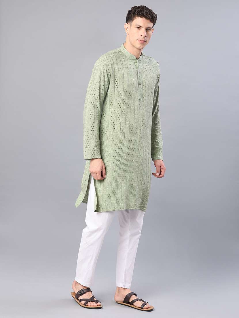 men long sleeve kurta and pyjama set - 21999361 -  Standard Image - 1