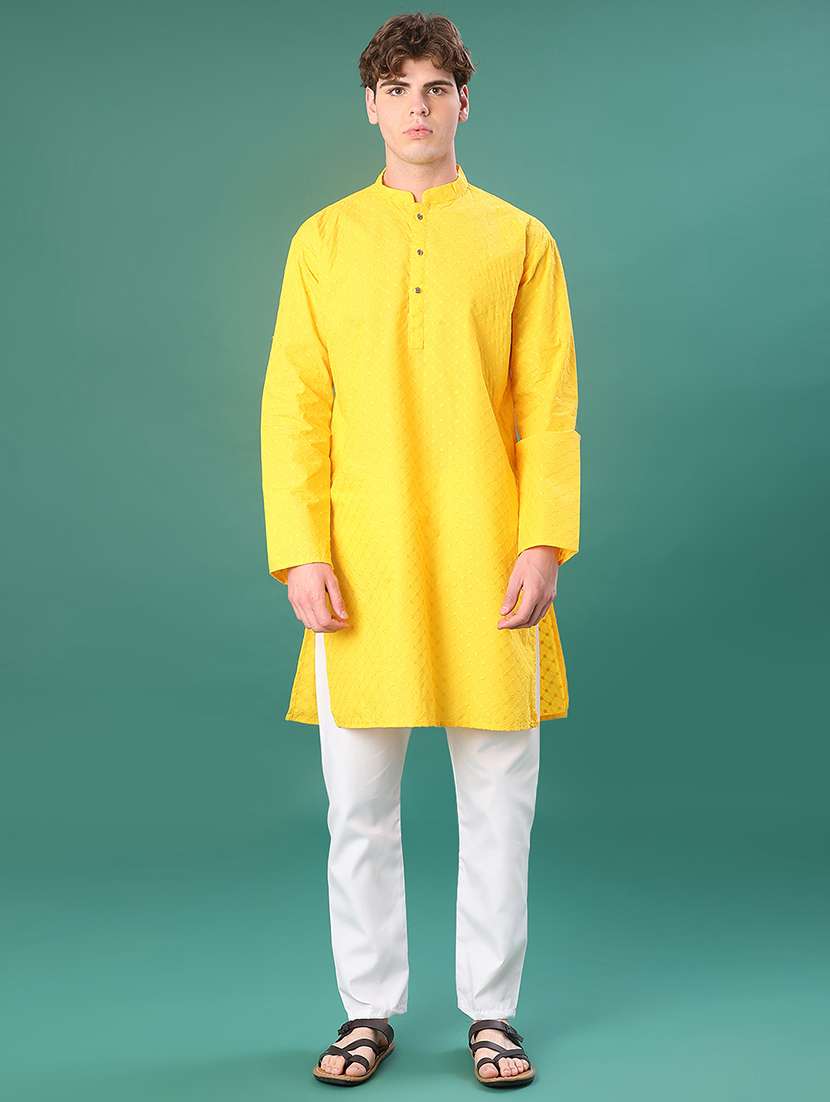 men long sleeve kurta and pyjama set - 21999364 -  Standard Image - 1