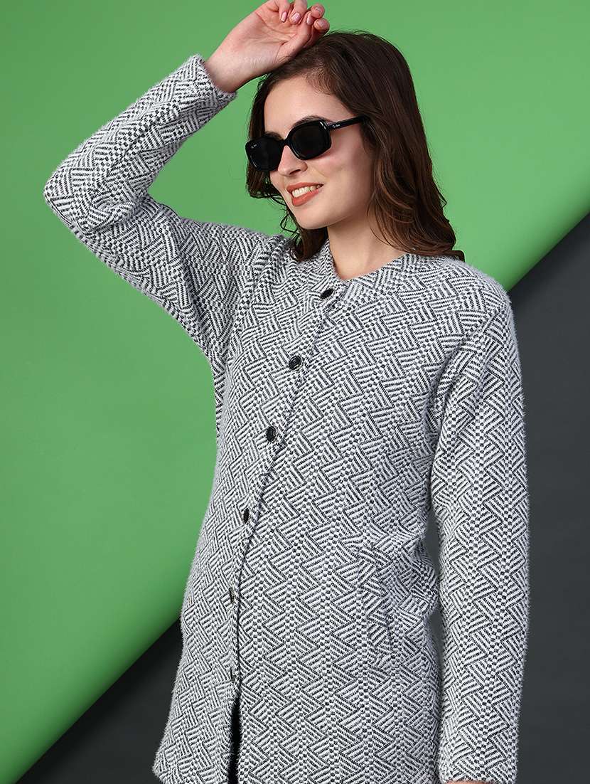 women self designed long sleeve cardigan