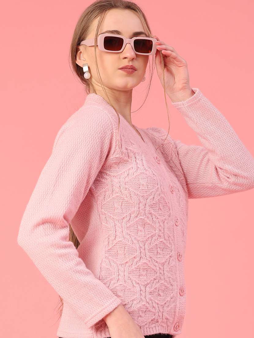 women self design long sleeve cardigan - 21999426 -  Standard Image - 1